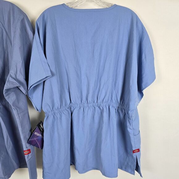Dickies Mock Scrubs Women's Plus 2X Blue Tops Bundle Deal 1 NWT & 1 EUC Pockets - Picture 7 of 11